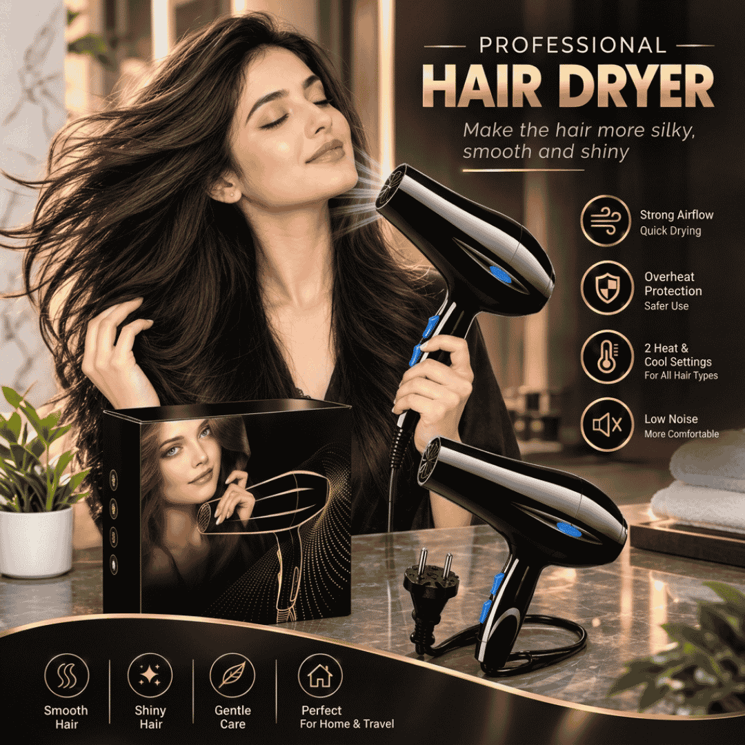 7 In 1 Premium Quality Hair Dryer Professional Electric Hair Dryer With Accessories Nail Tools Hair Straightener Curling Iron